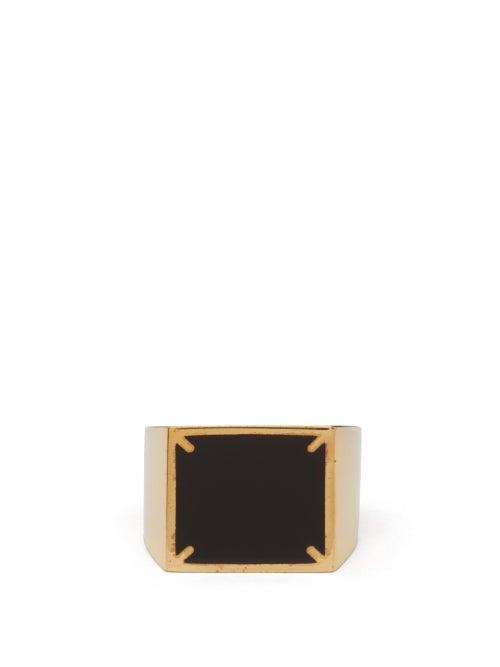 Matchesfashion.com Maison Margiela - Four-stitches Enamel And Sterling Silver Ring - Mens - Gold Multi
