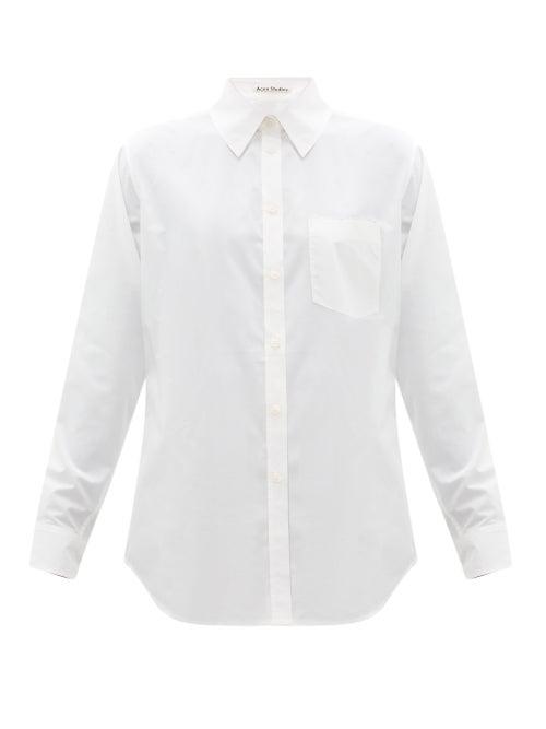 Matchesfashion.com Acne Studios - Simona Logo Embroidered Cotton Shirt - Womens - White