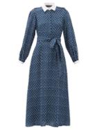 Matchesfashion.com Beulah - Shalini Floral Print Silk Midi Dress - Womens - Blue Print