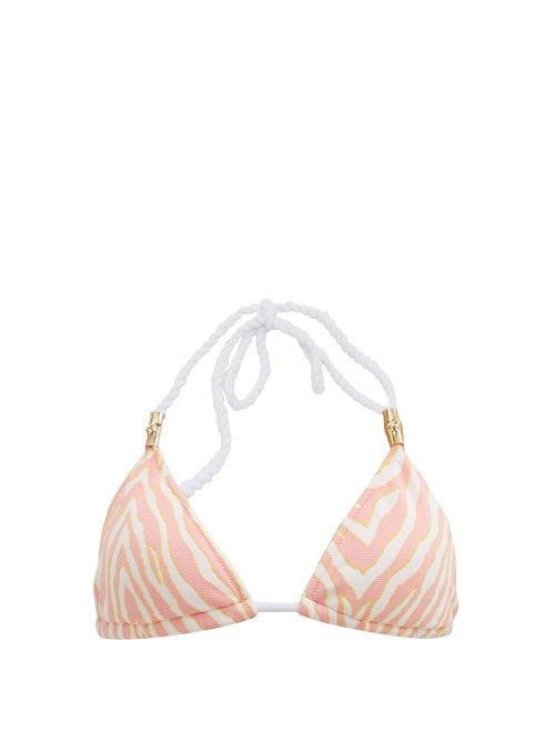 Matchesfashion.com Heidi Klein - Cape Town Zebra-print Bikini Top - Womens - Pink Print