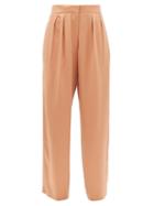 Roksanda - Ines High-rise Silk Wide-leg Trousers - Womens - Light Brown