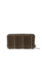 Matchesfashion.com Christian Louboutin - Panettone Zip Around Leather Studded Wallet - Mens - Green Multi