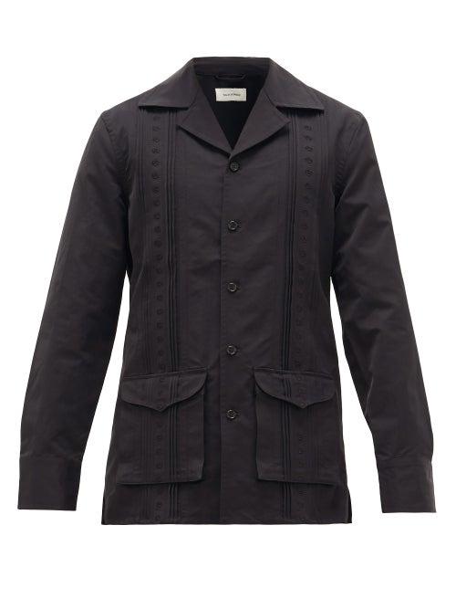 Matchesfashion.com Wales Bonner - Carlos Floral-embroidered Cotton-canvas Jacket - Mens - Black