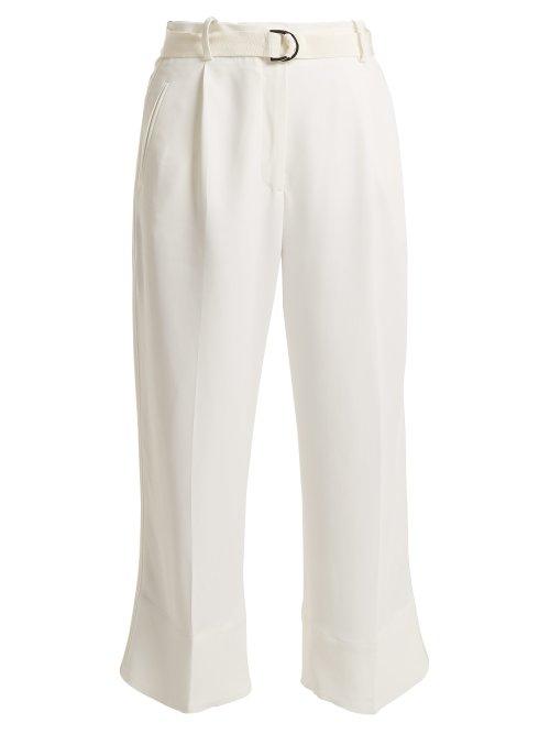 Matchesfashion.com Moncler - High Rise Crepe Cropped Trousers - Womens - Cream