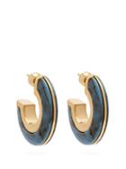 Matchesfashion.com Burberry - Marbled Hoop Earrings - Womens - Blue