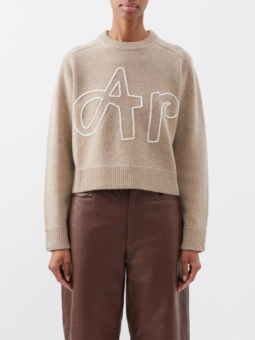 Bella Freud - Art Chainstitched Merino Sweater - Womens - Light Beige