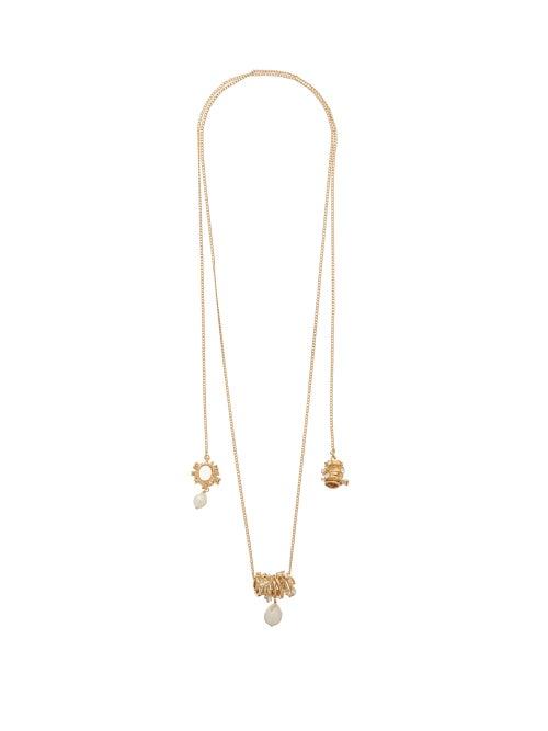 Matchesfashion.com Givenchy - Spiral Lasso Crystal & Pearl Necklace - Womens - Gold