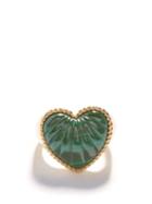 Ladies Fine Jewellery Yvonne Lon - Heart Malachite & 9kt Gold Signet Ring - Womens - Green Gold