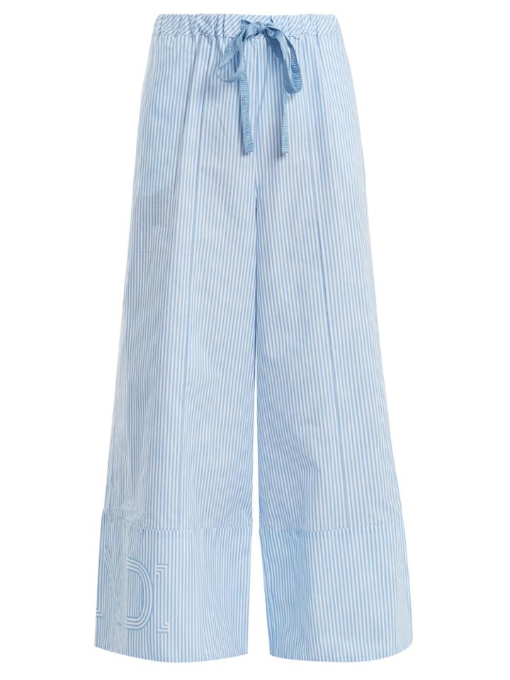Fendi Wide-leg Striped Cotton-poplin Trousers