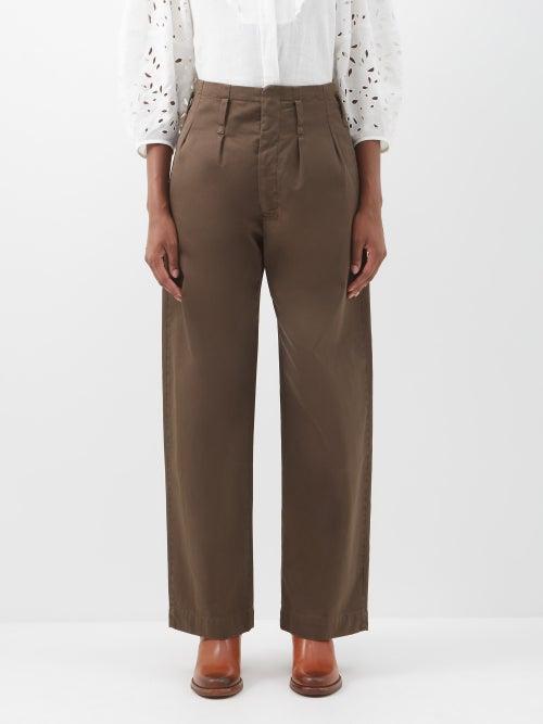 Fortela - Fiona High-rise Garment-dyed Gabardine Trousers - Womens - Brown