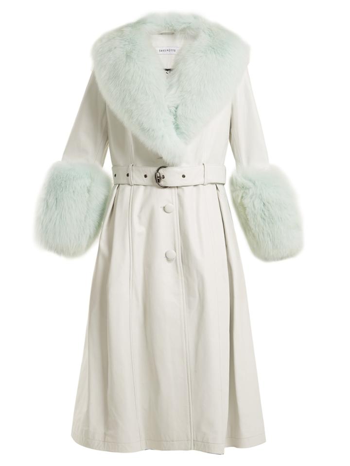 Saks Potts Foxy Fur-trimmed Leather Coat