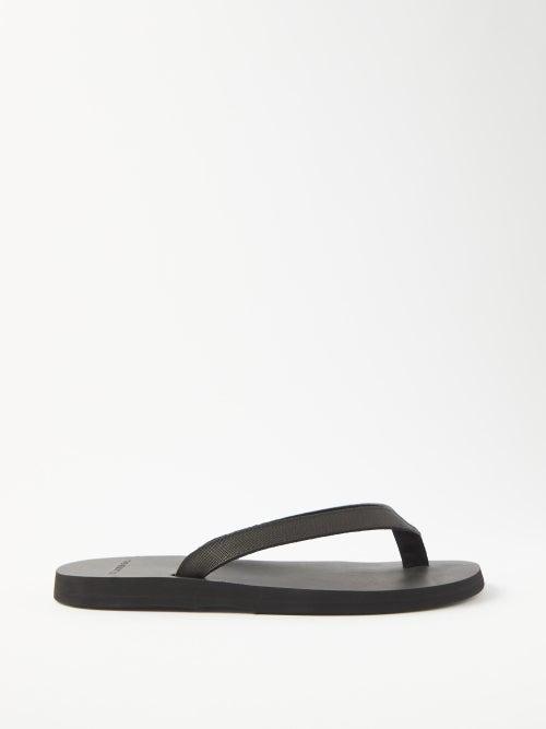 The Resort Co - Saffiano-leather Flip Flops - Mens - Black