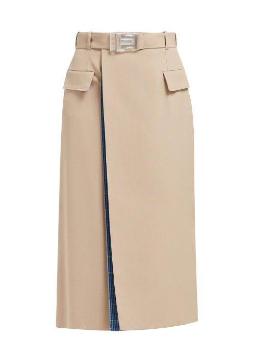 Matchesfashion.com Maison Margiela - Double Layer Check Lined Beige Skirt - Womens - Beige Multi