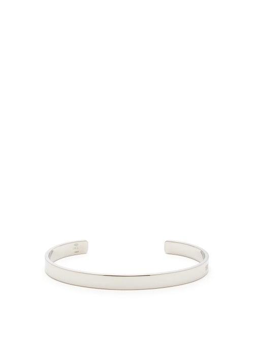 Matchesfashion.com Maison Margiela - Logo Engraved Sterling Silver Bracelet - Mens - Silver