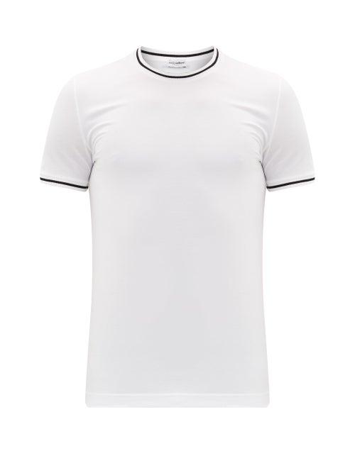 Matchesfashion.com Dolce & Gabbana - Tipped-trim Stretch-cotton Pyjama T-shirt - Mens - White