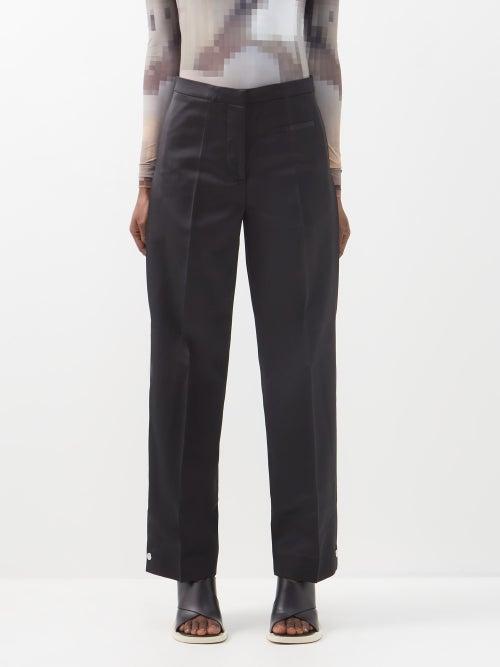 Jw Anderson - Press-stud Cuff Satin Suit Trousers - Womens - Black