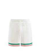 Matchesfashion.com Casablanca - Striped-hem Elasticated-waist Silk Shorts - Mens - White