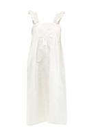 Ladies Rtw Cawley Studio - Iris Hand-smocked Silk-taffeta Dress - Womens - Ivory