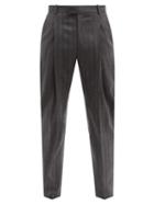 Alexander Mcqueen - Herringbone-flannel Slim-leg Trousers - Mens - Black Grey