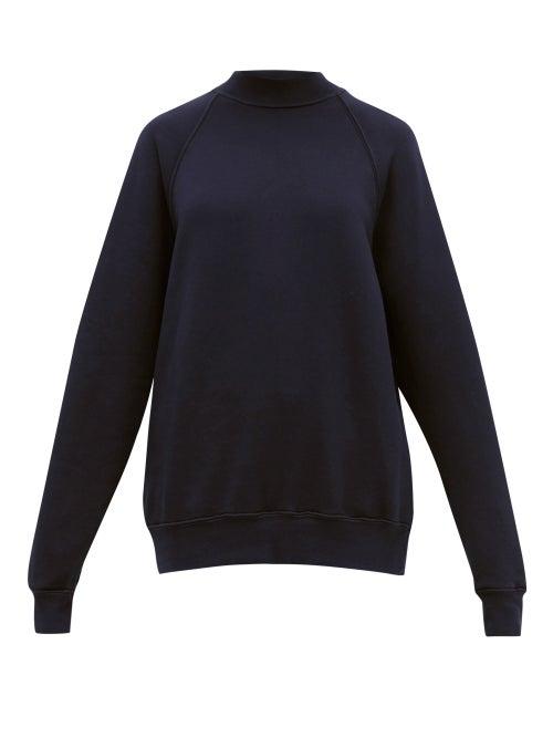 Matchesfashion.com Les Tien - Raglan Sleeve Cotton Sweatshirt - Womens - Navy