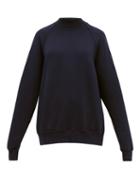 Matchesfashion.com Les Tien - Raglan Sleeve Cotton Sweatshirt - Womens - Navy