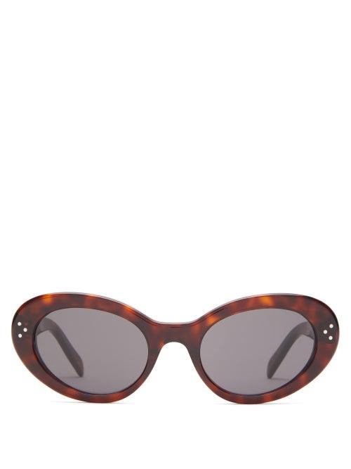 Ladies Accessories Celine Eyewear - Oval Cat-eye Tortoiseshell-acetate Sunglasses - Womens - Tortoiseshell