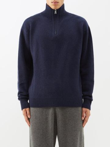 The Elder Statesman - Half-zip Cashmere Sweater - Mens - Blue Navy