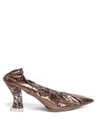 Bottega Veneta - Point-toe Glitter-heel Leather Pumps - Womens - Brown
