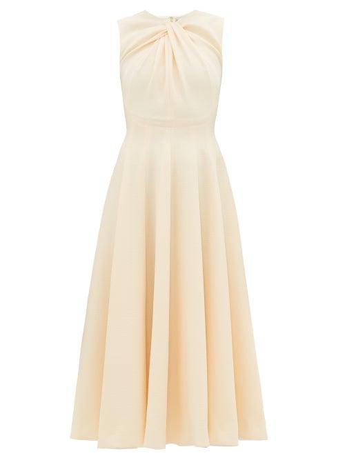 Matchesfashion.com Emilia Wickstead - Meryl Knotted Panelled Double-crepe Midi Dress - Womens - Cream