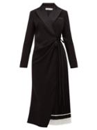Matchesfashion.com Self-portrait - Pleated Satin Blazer Wrap Dress - Womens - Black