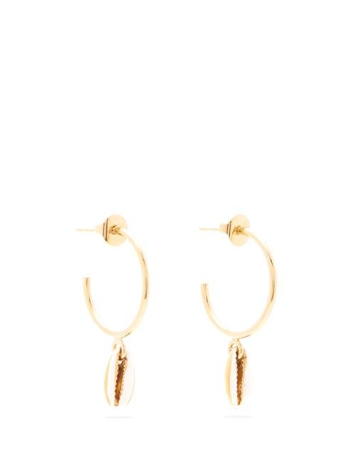 Matchesfashion.com Isabel Marant - Shell Drop Hoop Earrings - Womens - White Gold