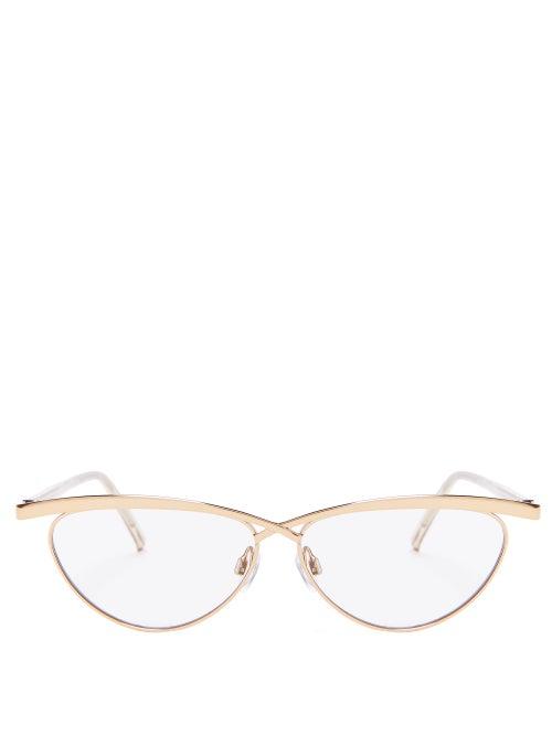 Matchesfashion.com Le Specs - Teleport Ya Cat Eye Metal Glasses - Womens - Clear Multi