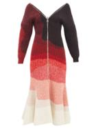 Alexander Mcqueen - Zip-front Striped Rib-knitted Wool Dress - Womens - Multi