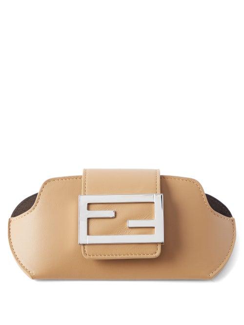 Fendi - Ff-plaque Leather Glasses Case - Mens - Beige