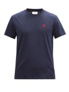 Mens Rtw Ami - Ami De Caur-logo Organic-cotton Jersey T-shirt - Mens - Navy