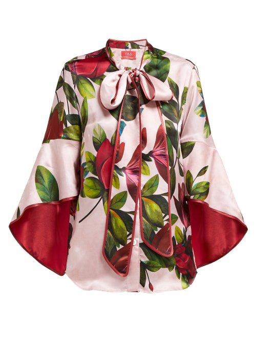 Matchesfashion.com F.r.s - For Restless Sleepers - Acli Magnolia Print Satin Twill Blouse - Womens - Pink Print