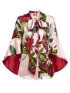 Matchesfashion.com F.r.s - For Restless Sleepers - Acli Magnolia Print Satin Twill Blouse - Womens - Pink Print