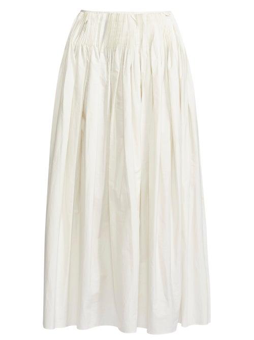 The Row - Ruth Pintucked Poplin Midi Skirt - Womens - Ivory