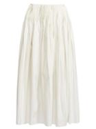 The Row - Ruth Pintucked Poplin Midi Skirt - Womens - Ivory