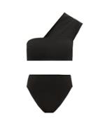 Matchesfashion.com Haight - One-shoulder Crepe Bikini - Womens - Black