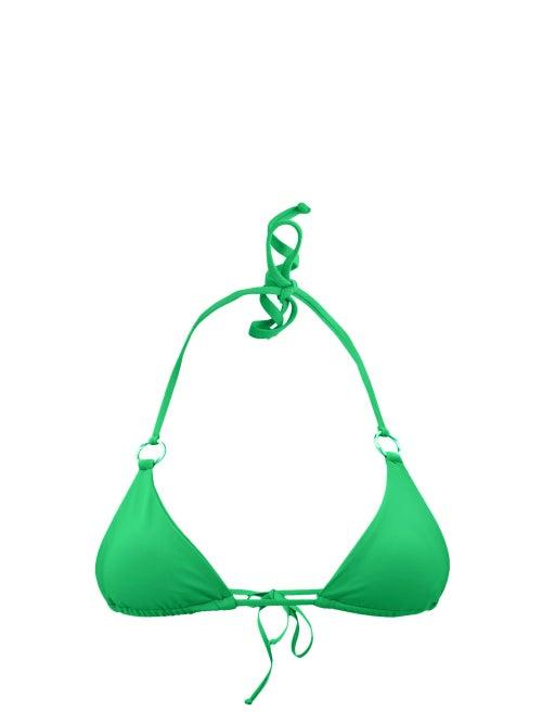 Louisa Ballou - Ring-gathered Recycled-fibre Triangle Bikini Top - Womens - Green