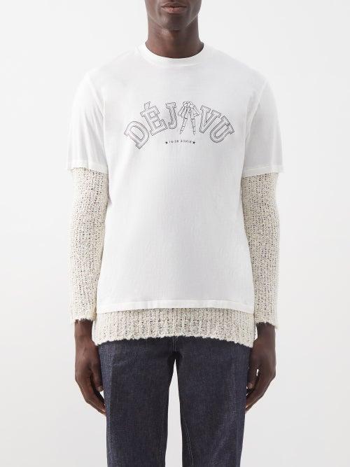 Our Legacy - Knitted-sleeve Cotton-jersey T-shirt - Mens - White Print