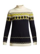 Matchesfashion.com Maison Margiela - Fair Isle Intarsia Knit Wool Blend Sweater - Womens - Blue