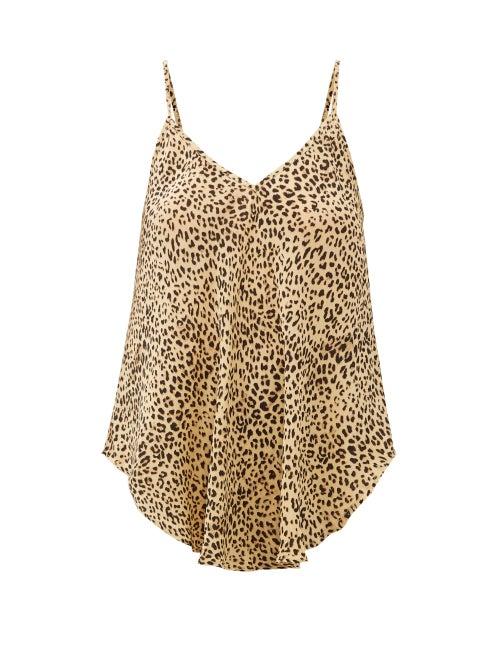 Matchesfashion.com Mes Demoiselles - Rosette Leopard-print Crepe Cami Top - Womens - Beige Print