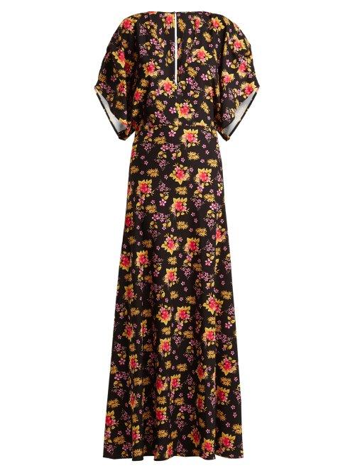 Matchesfashion.com Dodo Bar Or - Beverly Floral Print Crepe Dress - Womens - Black Multi