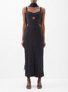 Johanna Ortiz - Puntadas Liricas Cutout Crepe Midi Dress - Womens - Black