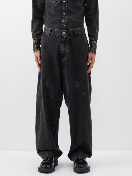 Maison Margiela - Paint-splatter Relaxed-leg Jeans - Mens - Black