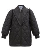 Ganni - Ruffled Quilted Padded-shell Coat - Womens - Black