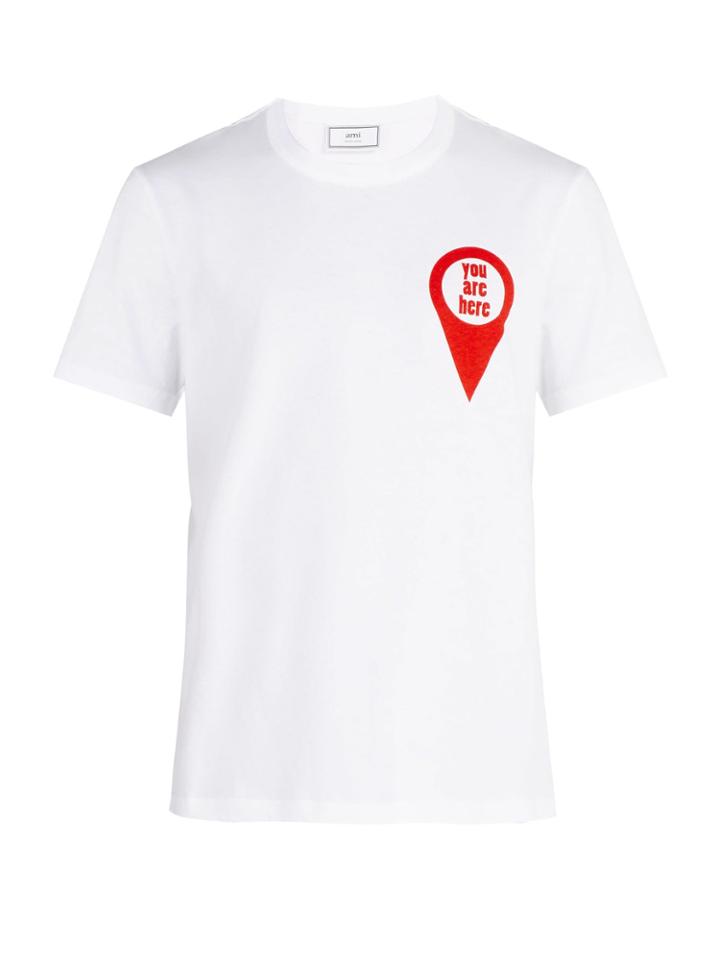 Ami 'you Are Here' Printed Cotton T-shirt