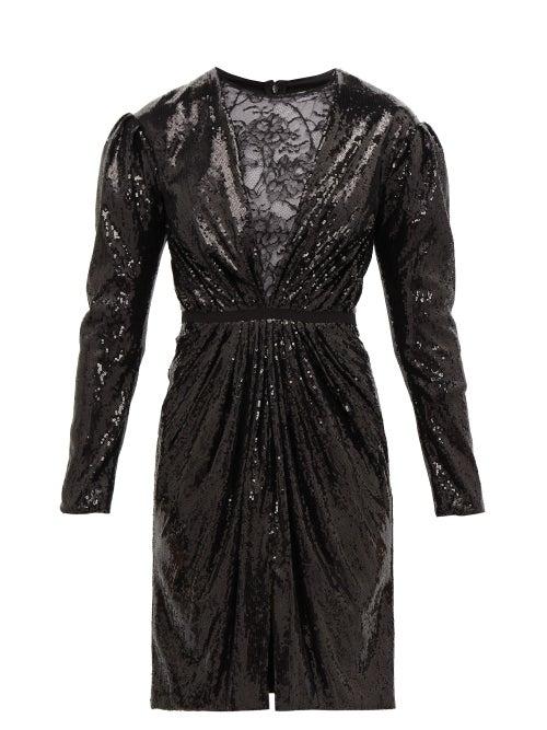 Matchesfashion.com Giambattista Valli - Lace And Sequin Mini Dress - Womens - Black